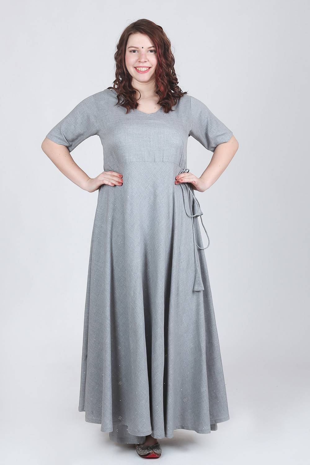 Grey Angrakha Anarkali With Palazzo Set