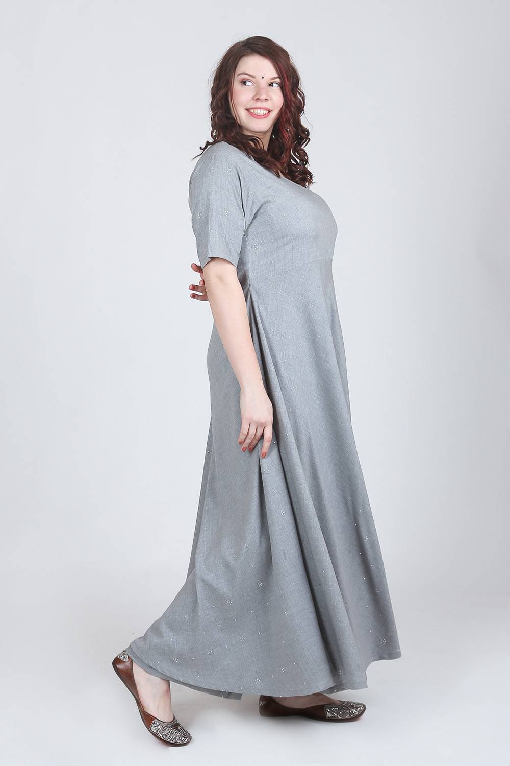 Grey Angrakha Anarkali With Palazzo Set