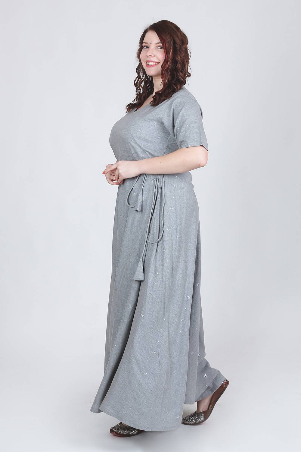 Grey Angrakha Anarkali With Palazzo Set