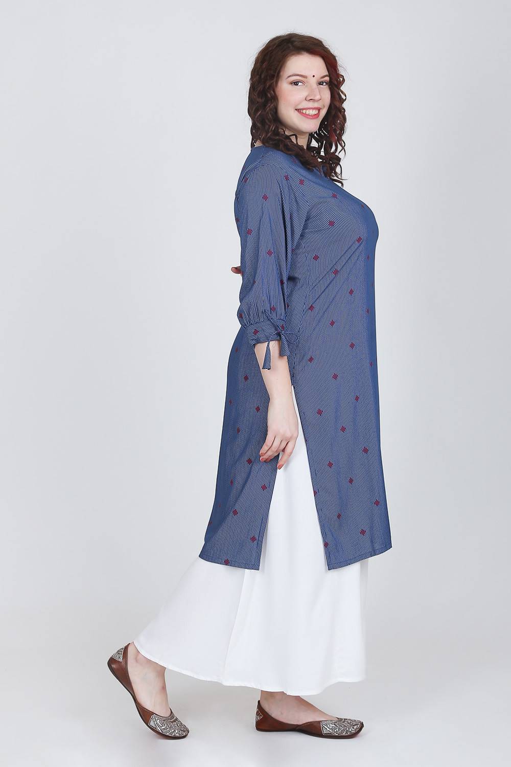 Blue Balloon Sleeve Kurti