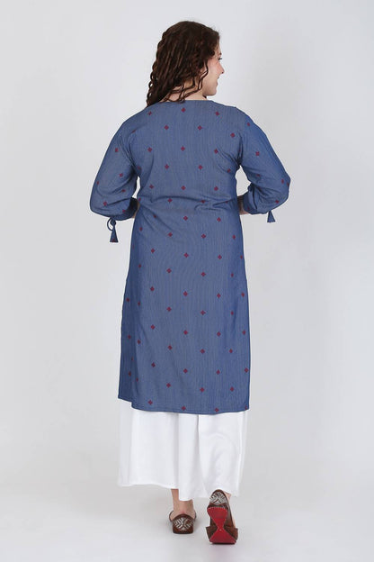 Blue Balloon Sleeve Kurti