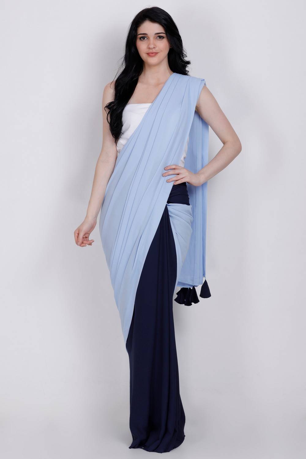 Breezy Blue Color Block Saree