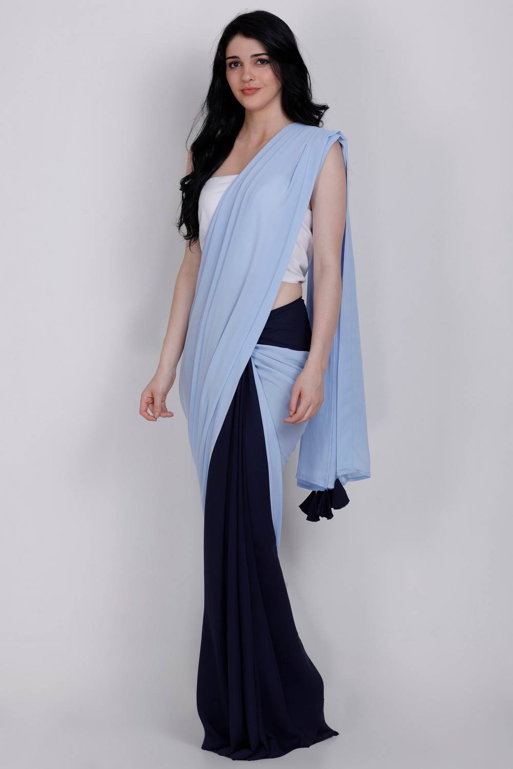 Breezy Blue Color Block Saree