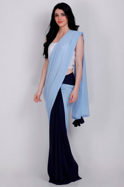 Breezy Blue Color Block Saree