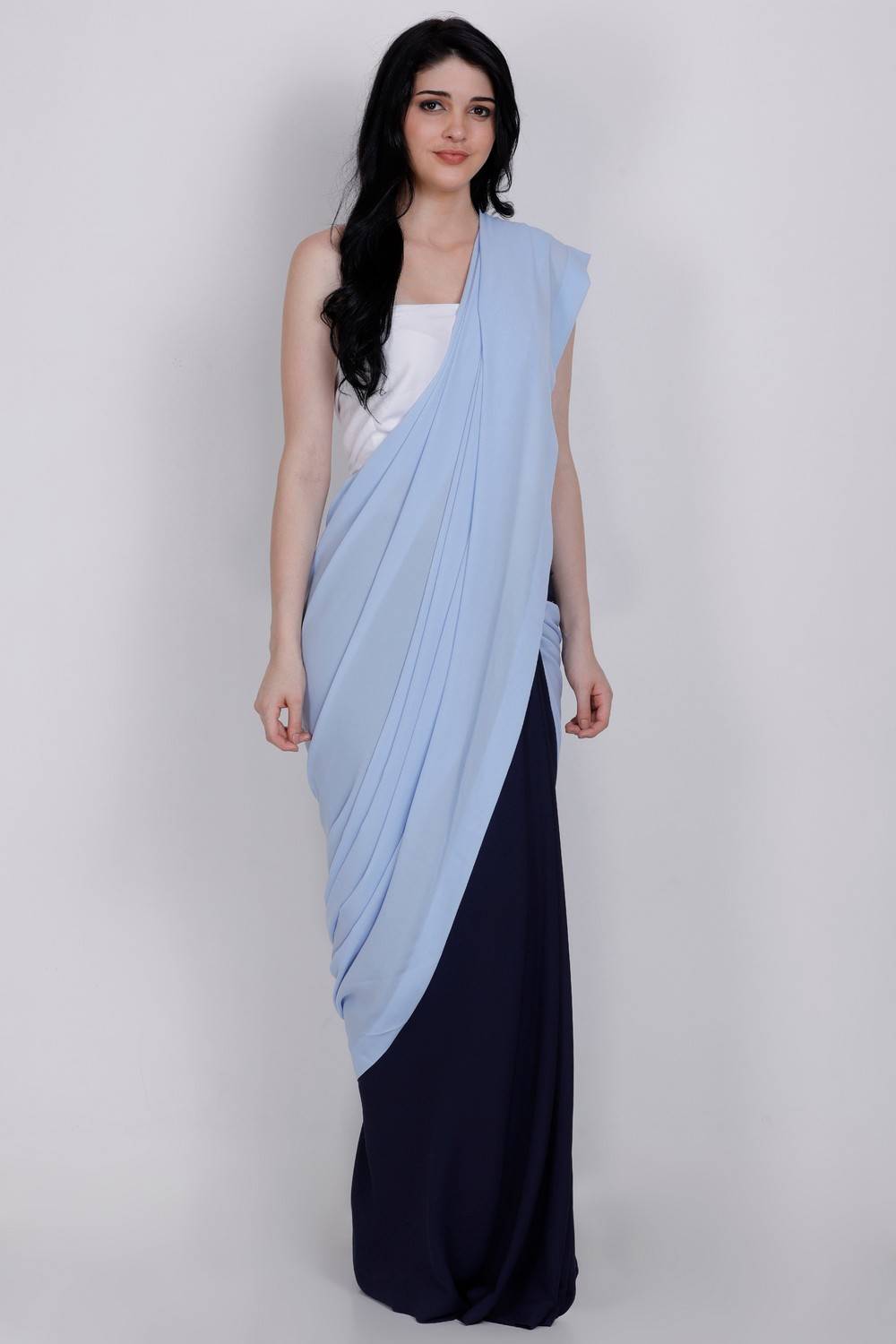 Breezy Blue Color Block Saree