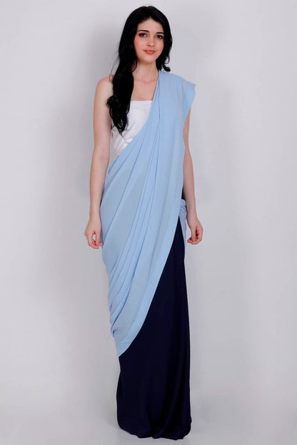 Breezy Blue Color Block Saree