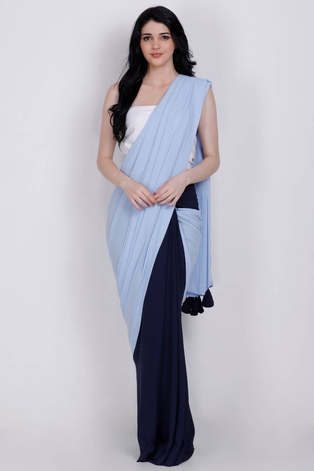 Breezy Blue Color Block Saree