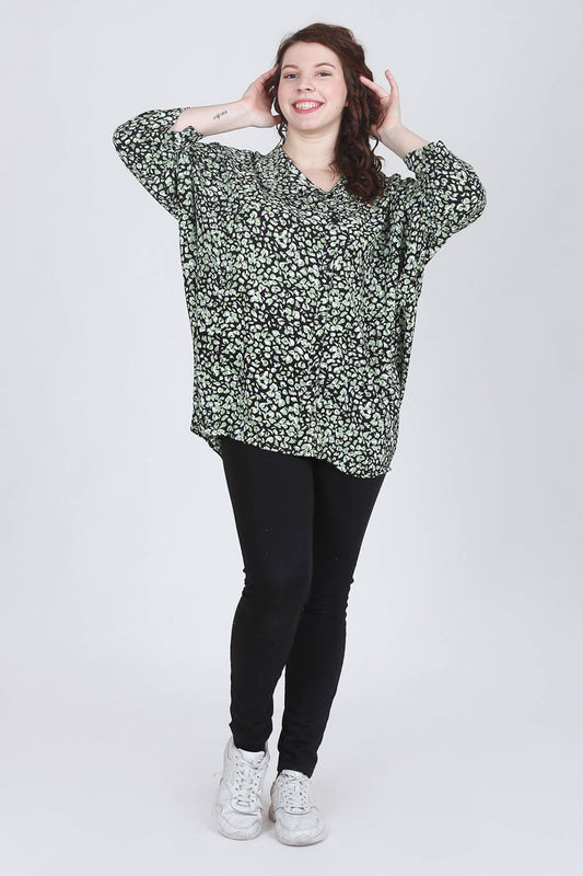 Green Printed Baggy Shirt for women