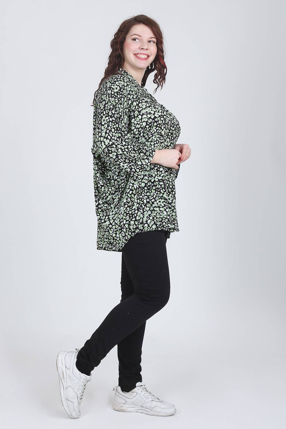 Green Printed Baggy Shirt for women