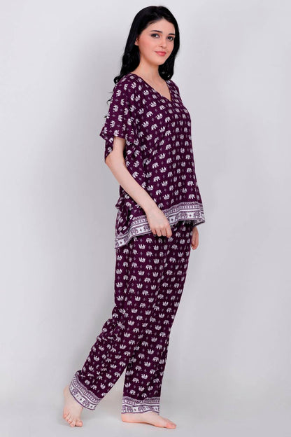 Plus Size Animal Print Kaftan Top &amp; Pyjama Set