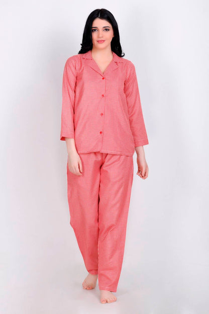 Plus Size Red Checked Top &amp; Pyjama Set