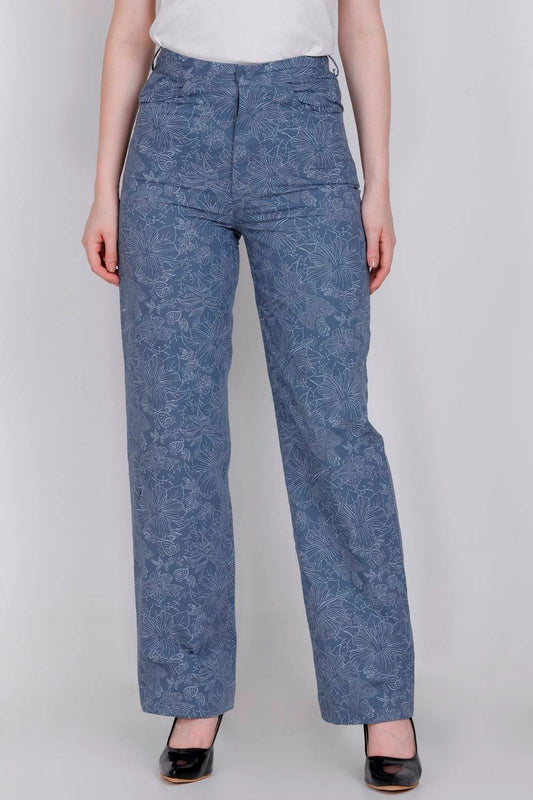 Blue Printed Trouser