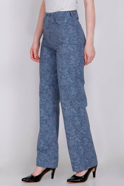 Blue Printed Trouser