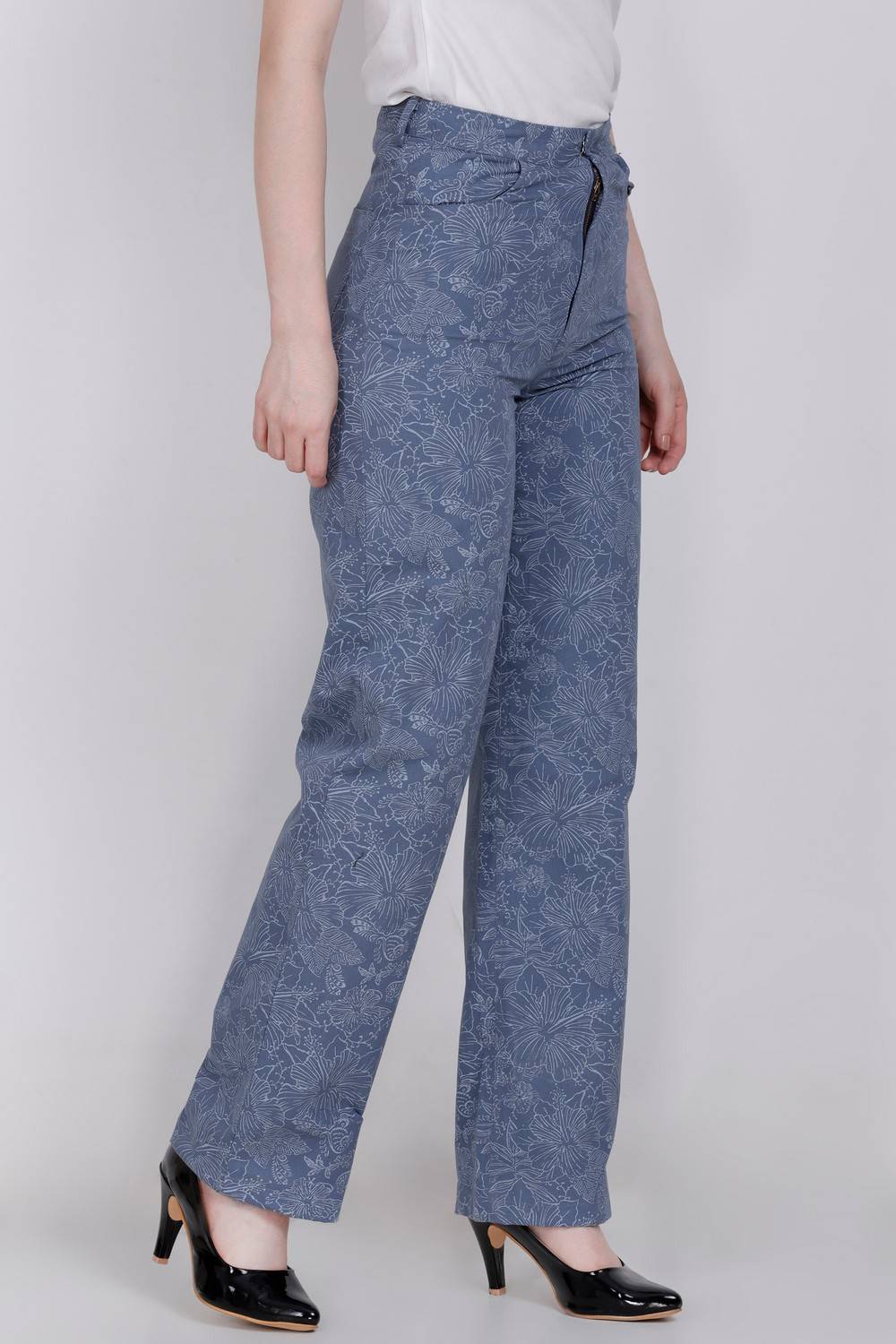 Blue Printed Trouser