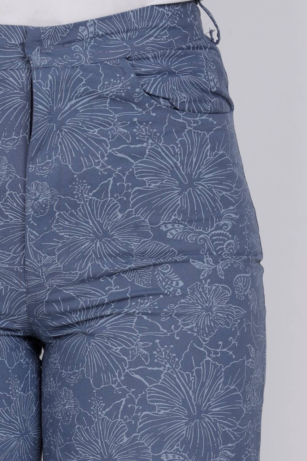 Blue Printed Trouser