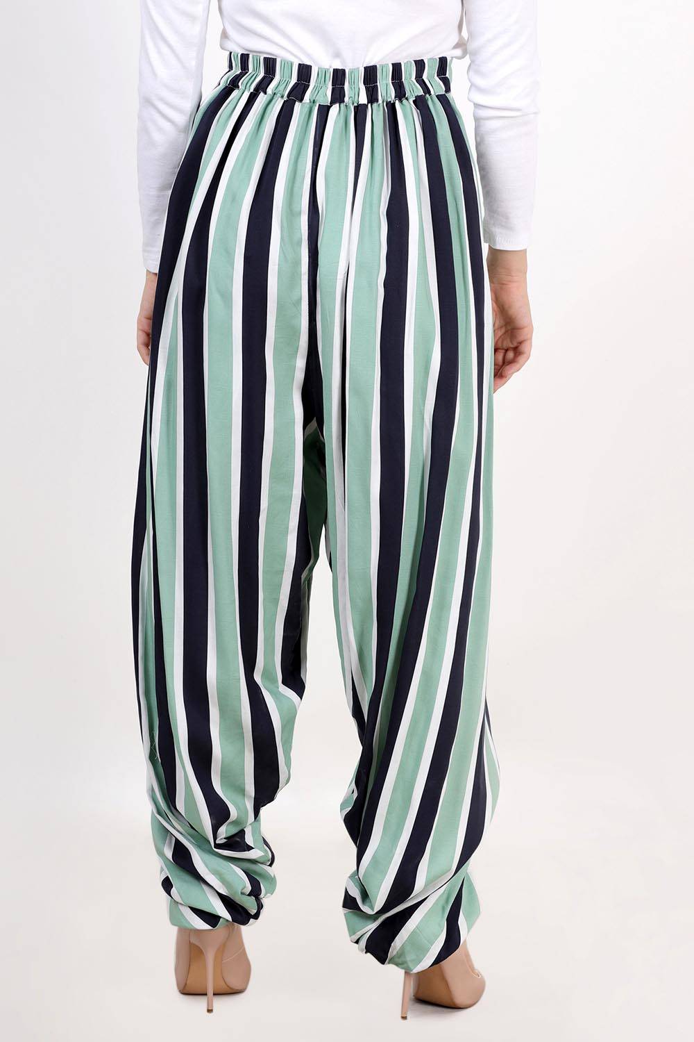 Cowl Stripe Dhoti Pants