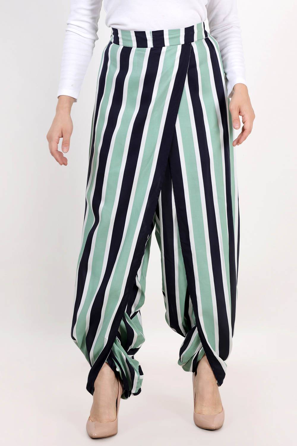 Cowl Stripe Dhoti Pants