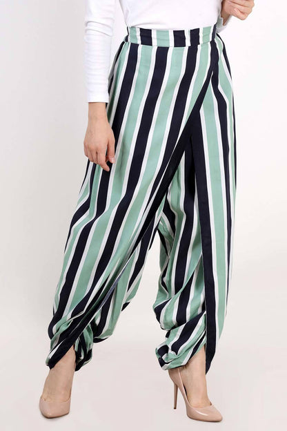 Cowl Stripe Dhoti Pants