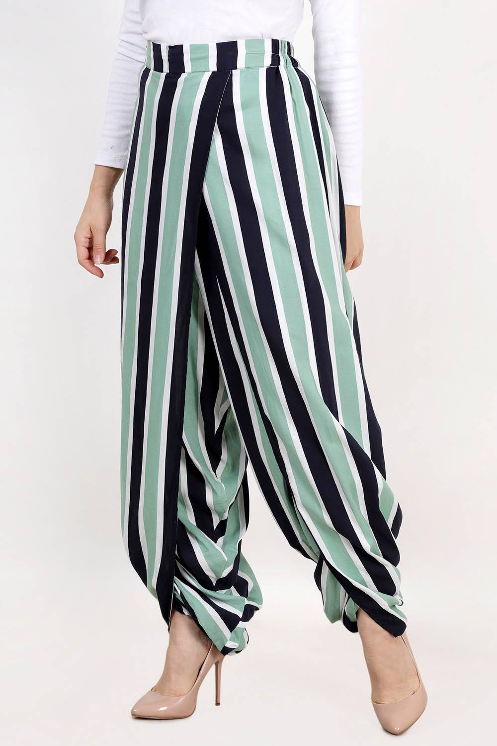 Cowl Stripe Dhoti Pants