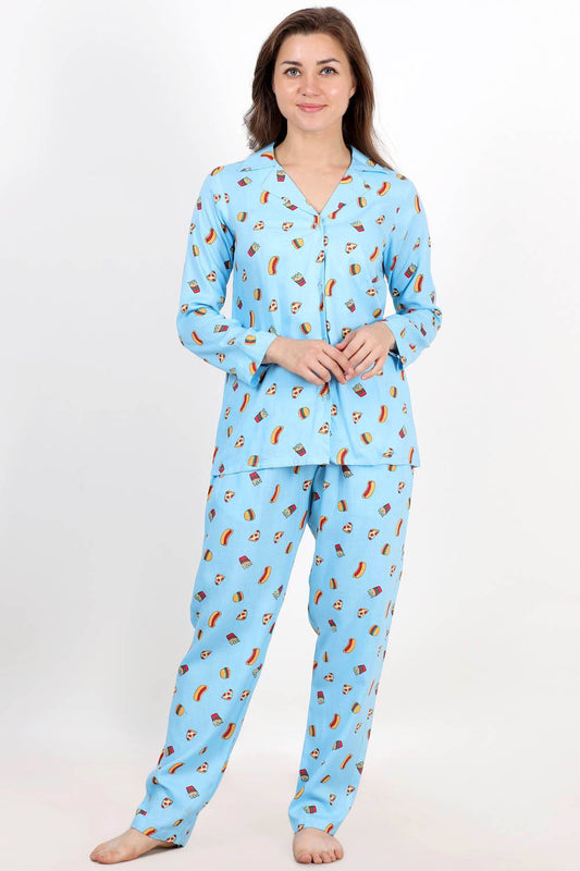 Plus Size Food Print Night Suit Set