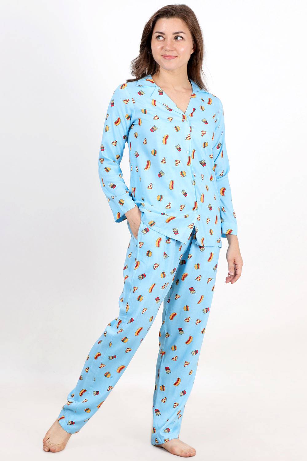 Plus Size Food Print Night Suit Set