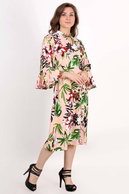 Pink Floral Printed Aline Dress