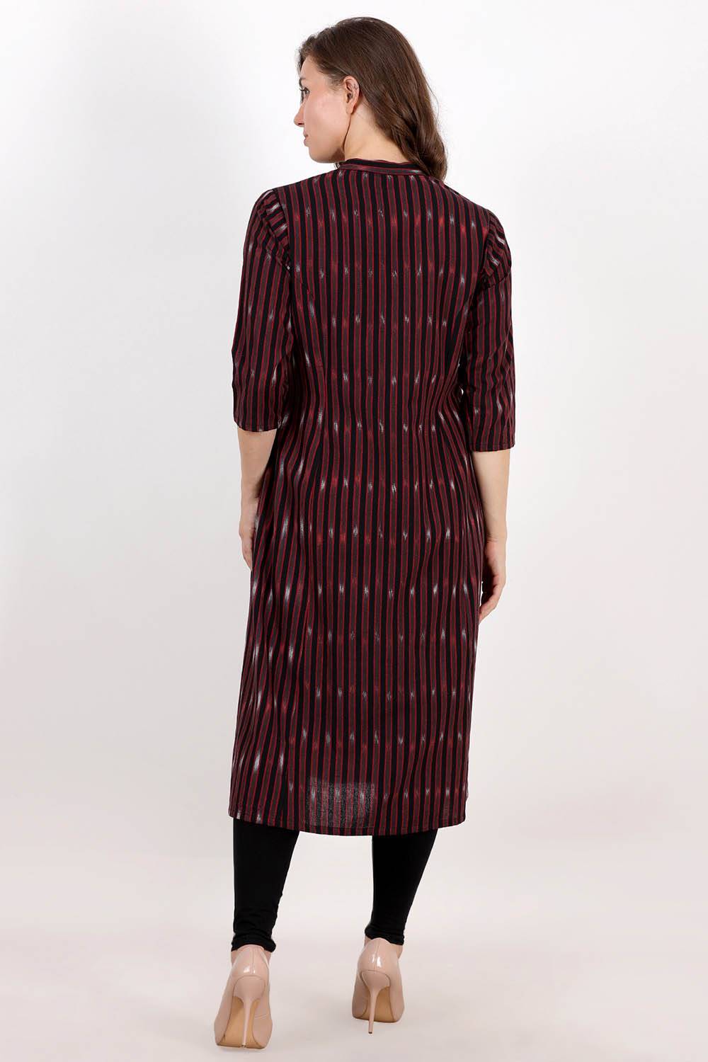 Black Handloom Ikat kurta