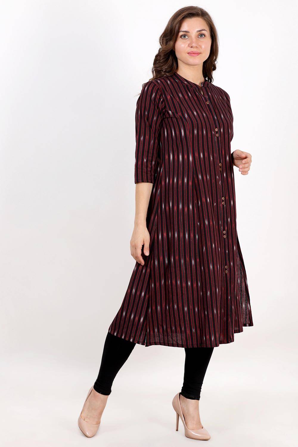 Black Handloom Ikat kurta