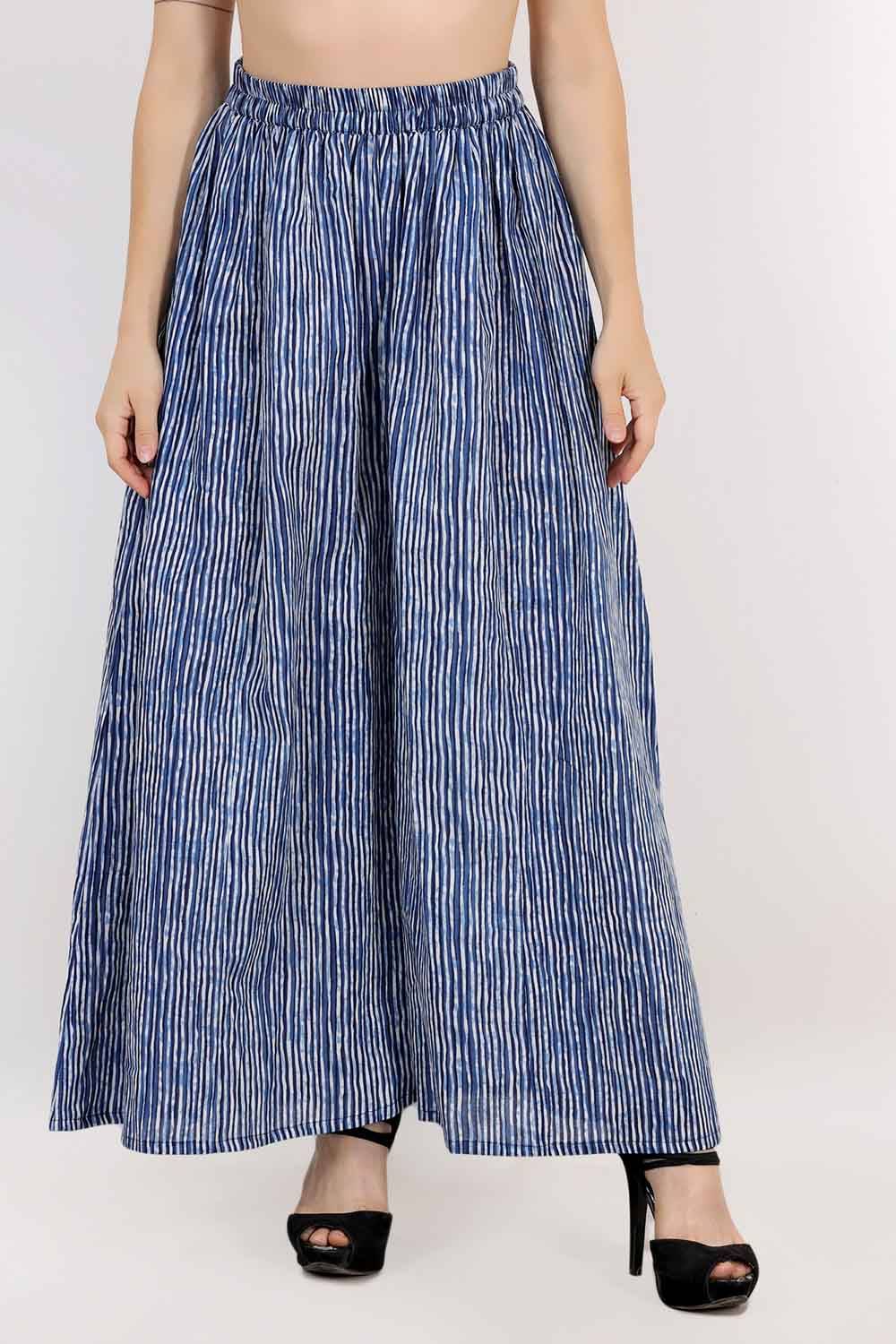 Blue-White Striped Skirt Palazzo