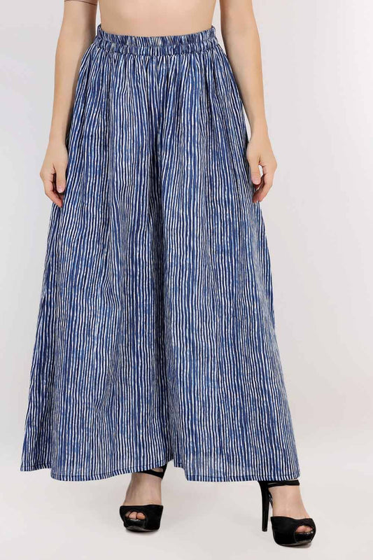 Blue-White Striped Skirt Palazzo