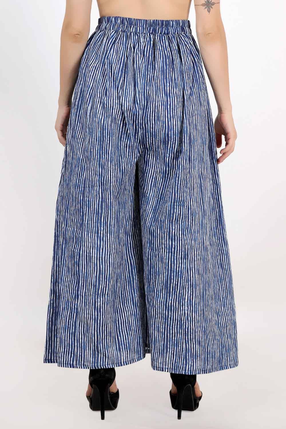 Blue-White Striped Skirt Palazzo