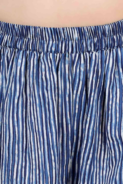 Blue-White Striped Skirt Palazzo