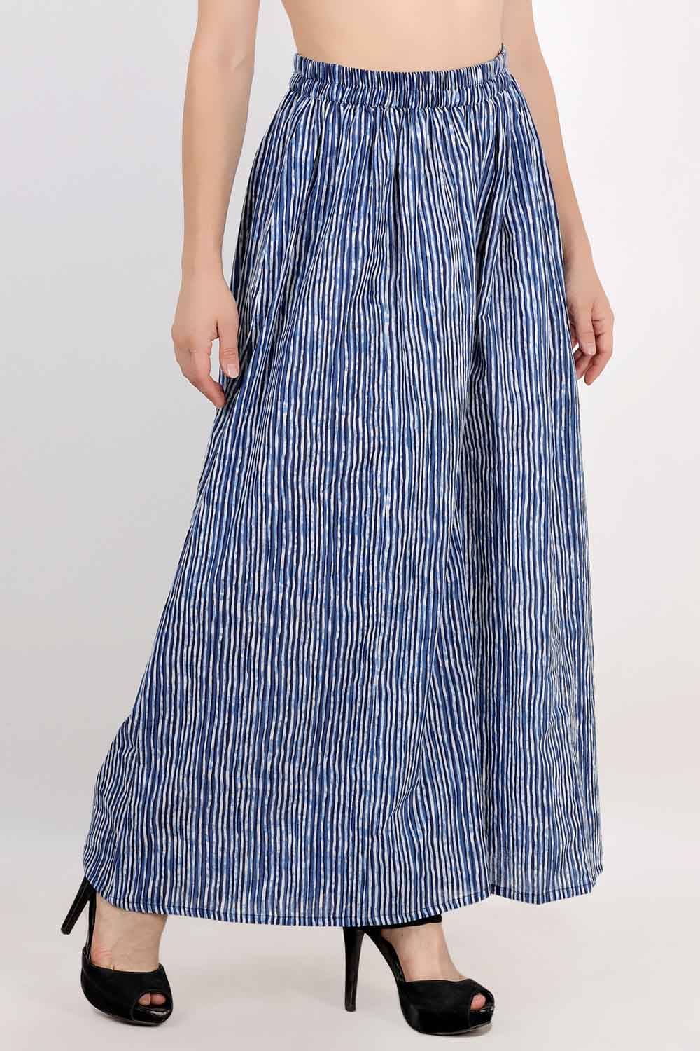 Blue-White Striped Skirt Palazzo