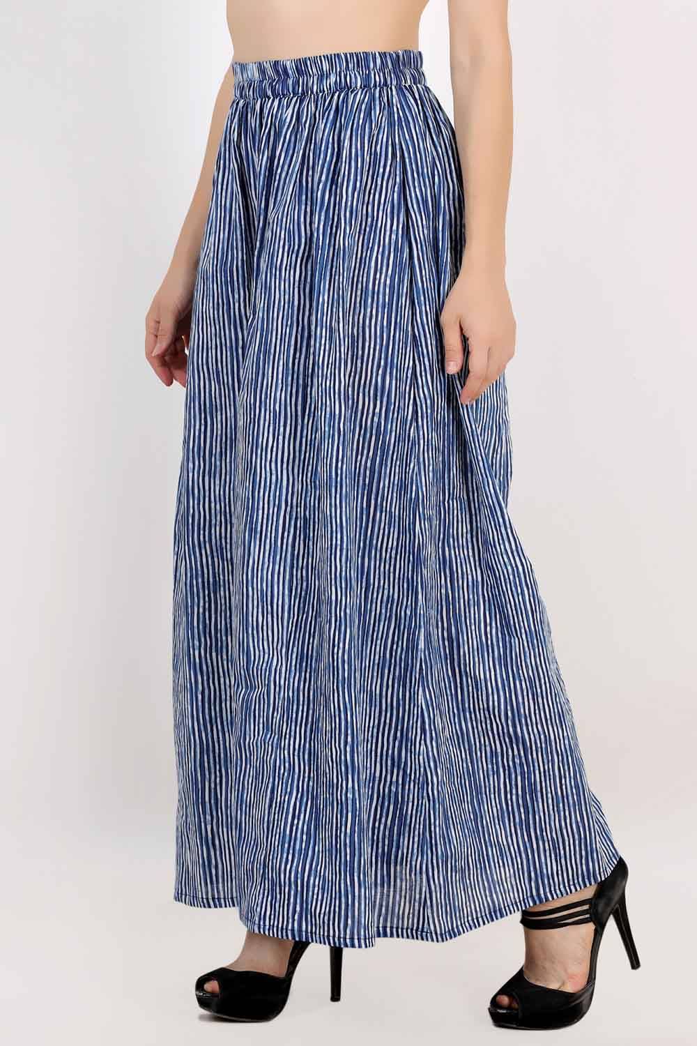 Blue-White Striped Skirt Palazzo