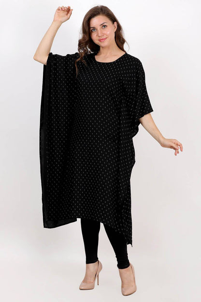 Black Printed Kaftan Kurta