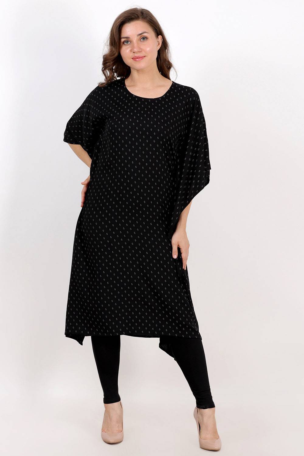 Black Printed Kaftan Kurta