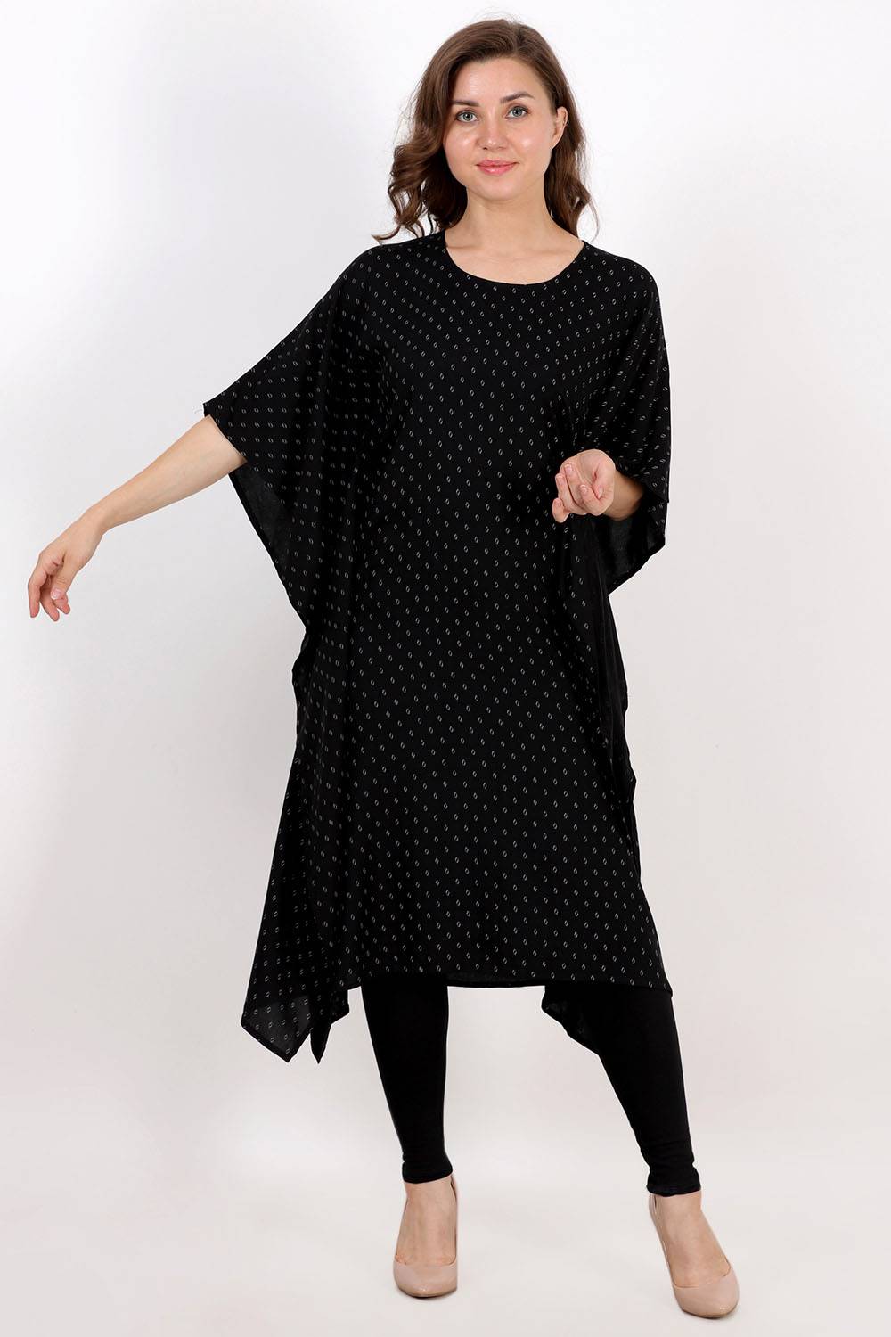 Black Printed Kaftan Kurta