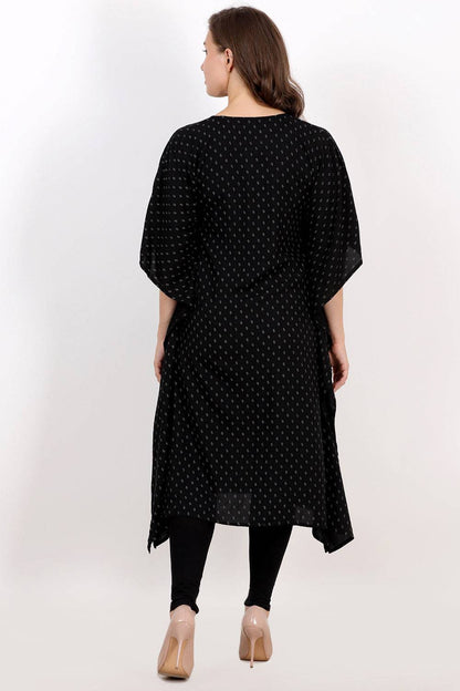 Black Printed Kaftan Kurta