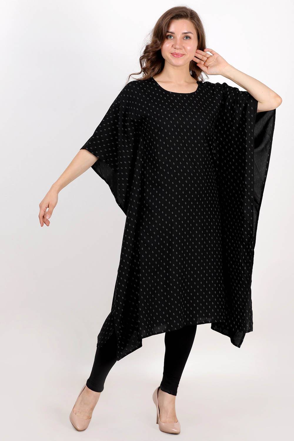 Black Printed Kaftan Kurta