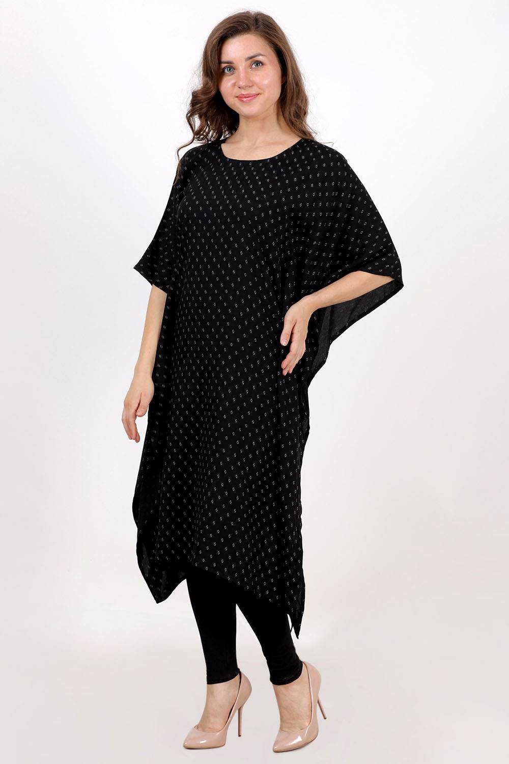 Black Printed Kaftan Kurta