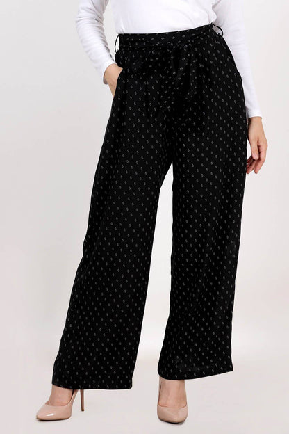 Black Pleated Trouser with Belt