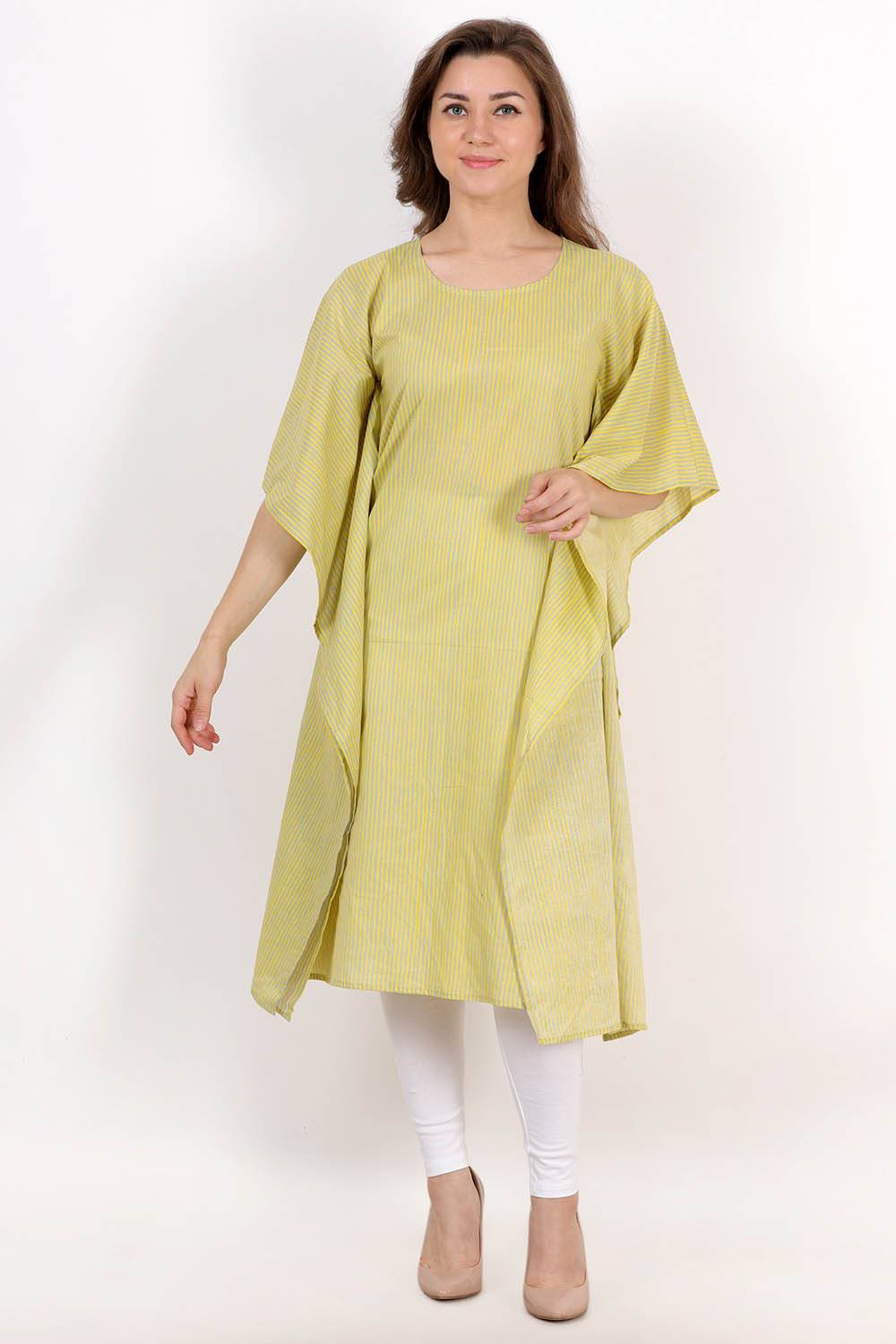 Yellow Striped Kaftan Kurta