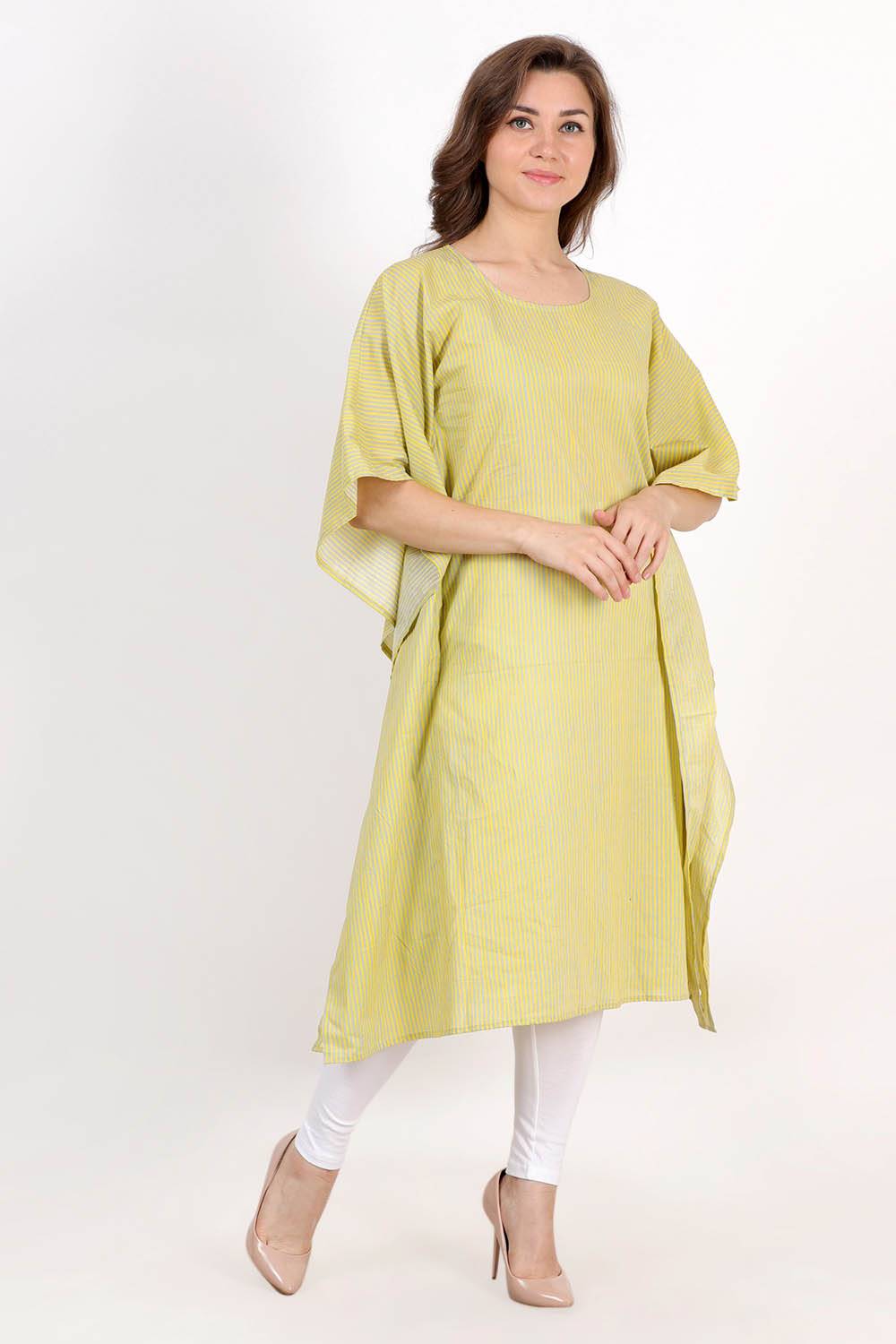 Yellow Striped Kaftan Kurta