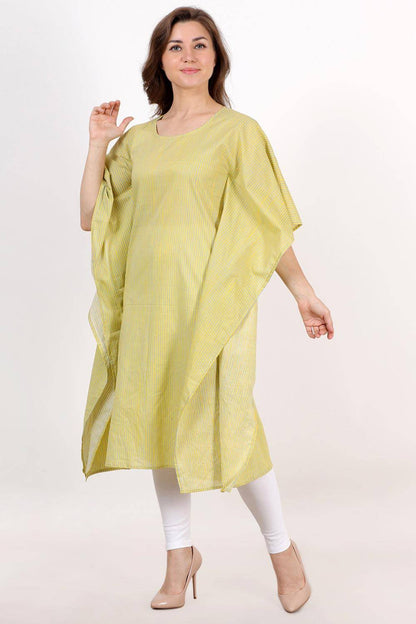 Yellow Striped Kaftan Kurta