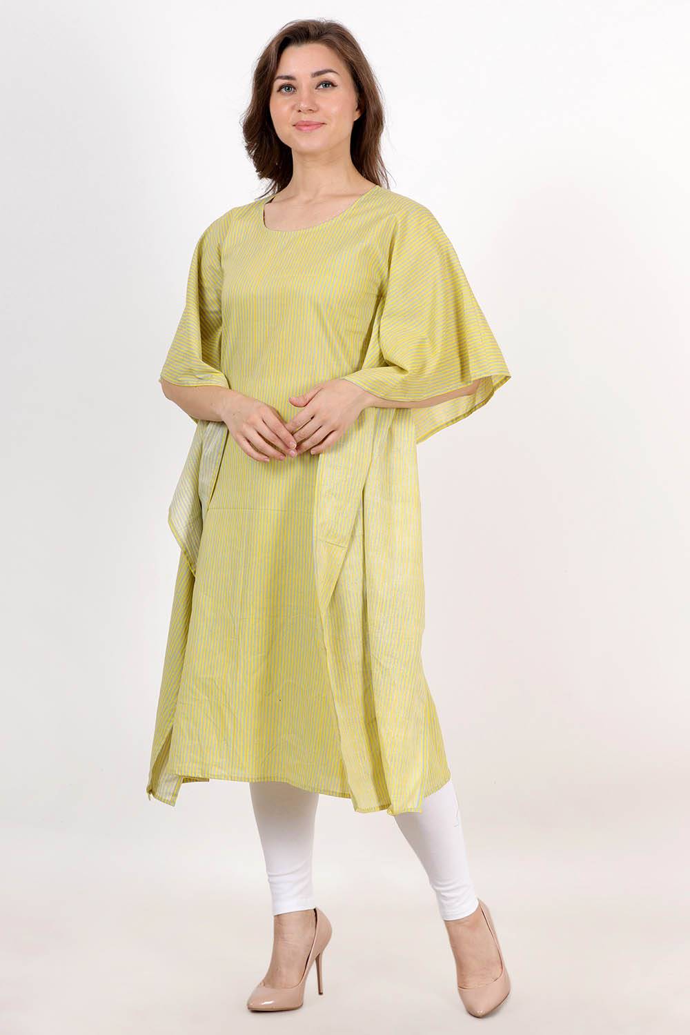 Yellow Striped Kaftan Kurta