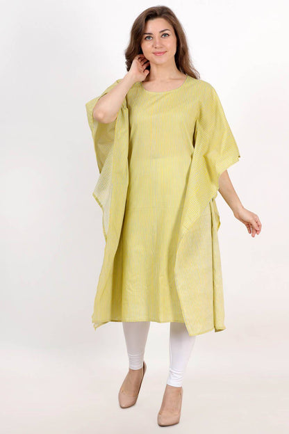 Yellow Striped Kaftan Kurta