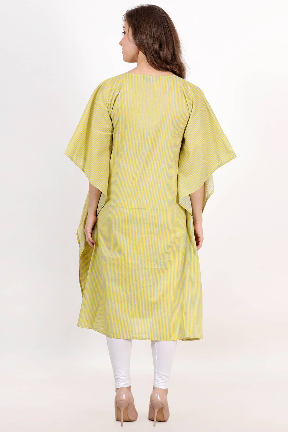 Yellow Striped Kaftan Kurta