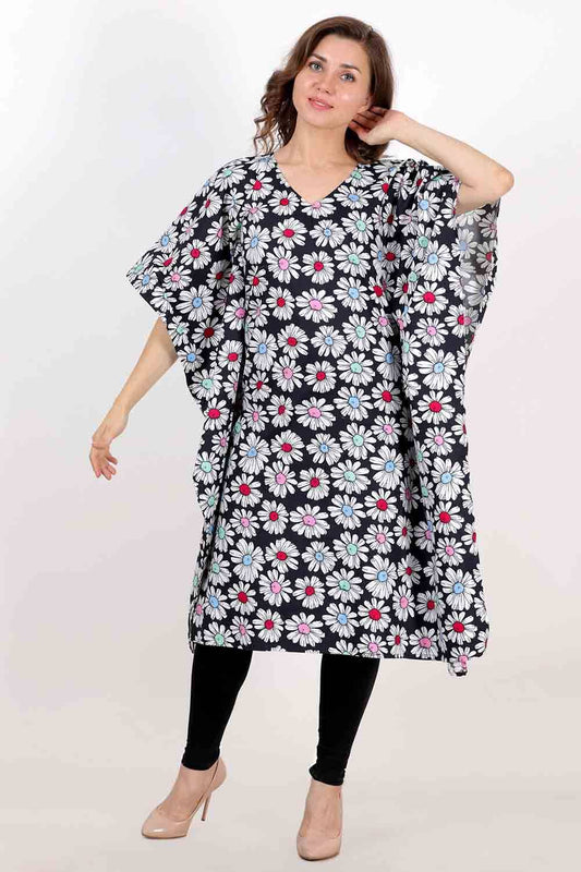 Black Floral Kaftan Kurta