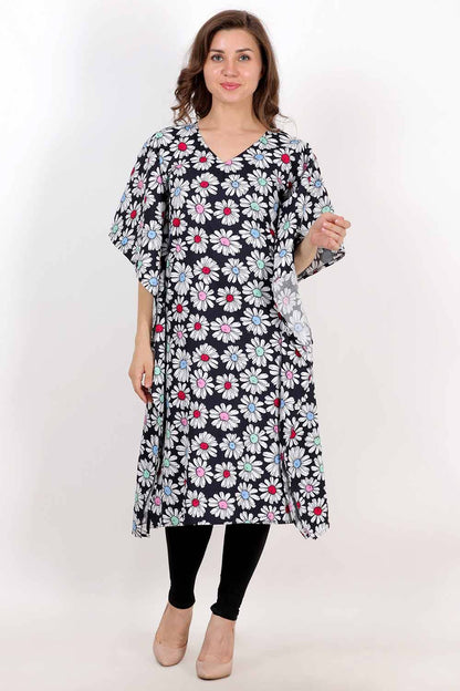 Black Floral Kaftan Kurta