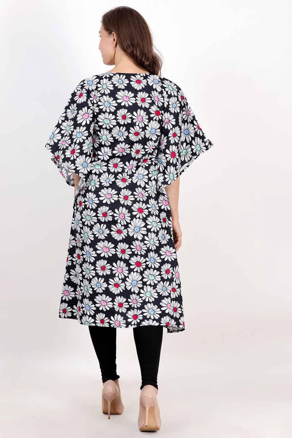 Black Floral Kaftan Kurta